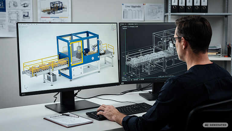 Ingeniero de tec.nicum utilizando tecnología LiDAR-Scan en planta industrial